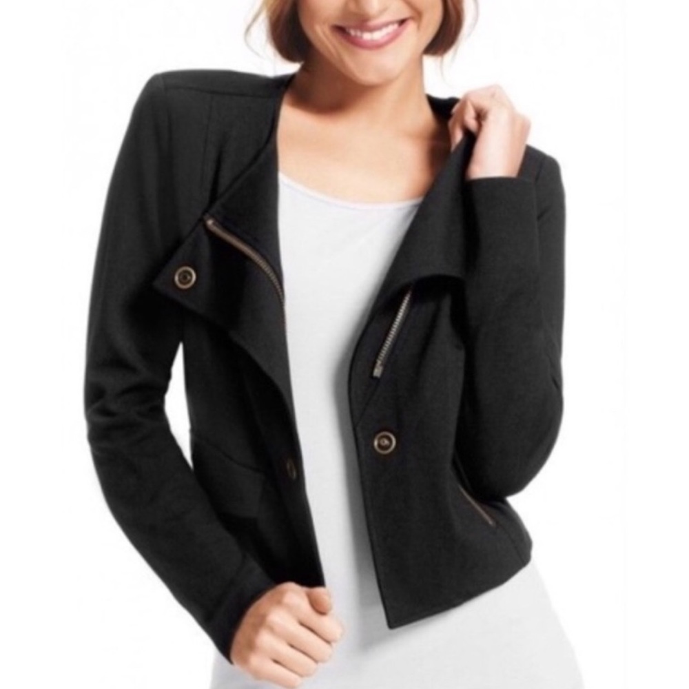 Cabi Moto Style Ponte Knit Rebel Jacket.